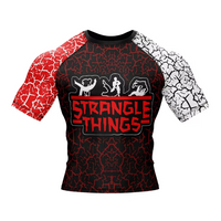 Load image into Gallery viewer, Strangle Things Rash Guard BJJ, MMA, Muay Thai training, competition, Men Short Sleeve Rash Guard Women GYM