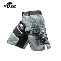 Load image into Gallery viewer, MMA Old School Men's Japanese Samurai Gray Sports Fitness Boxer Shorts Taekwondo Muay Thai Fightwear Size M-XXXL Please use size chart