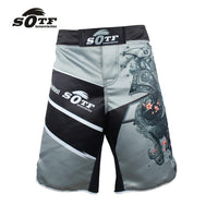 Load image into Gallery viewer, MMA Old School Men's Japanese Samurai Gray Sports Fitness Boxer Shorts Taekwondo Muay Thai Fightwear Size M-XXXL Please use size chart