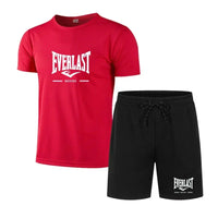 Load image into Gallery viewer, EVERLAST 2026 men's breathable jogging sportswear two-piece set fitness brand set running T-shirt and shorts