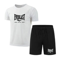 Load image into Gallery viewer, EVERLAST 2026 men's breathable jogging sportswear two-piece set fitness brand set running T-shirt and shorts
