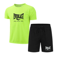 Load image into Gallery viewer, EVERLAST 2026 men's breathable jogging sportswear two-piece set fitness brand set running T-shirt and shorts