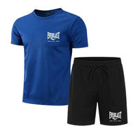Load image into Gallery viewer, EVERLAST 2026 men's breathable jogging sportswear two-piece set fitness brand set running T-shirt and shorts