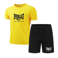 Load image into Gallery viewer, EVERLAST 2026 men's breathable jogging sportswear two-piece set fitness brand set running T-shirt and shorts