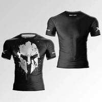 Load image into Gallery viewer, New 3D Print Warrior Helmet, MMA, BJJ Muay Thai Workout T-Shirt Gym Shirts High Quality Fiber Men's Short Sleeves, Muscle Man Tough Guy, Rash Guard, Kids Sizes XXS- 6XL Run 1-2 sizes smaller Please use size chart