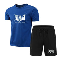 Load image into Gallery viewer, EVERLAST 2026 men's breathable jogging sportswear two-piece set fitness brand set running T-shirt and shorts