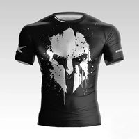 Load image into Gallery viewer, New 3D Print Warrior Helmet, MMA, BJJ Muay Thai Workout T-Shirt Gym Shirts High Quality Fiber Men's Short Sleeves, Muscle Man Tough Guy, Rash Guard, Kids Sizes XXS- 6XL Run 1-2 sizes smaller Please use size chart