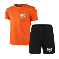Load image into Gallery viewer, EVERLAST 2026 men's breathable jogging sportswear two-piece set fitness brand set running T-shirt and shorts